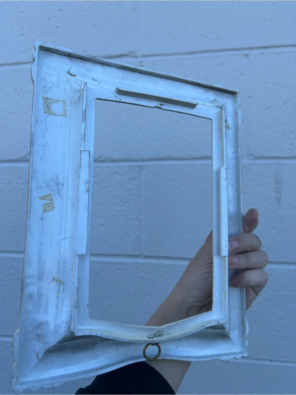 vintage ornate baroque picture frame in an off-white or cream shabby chic